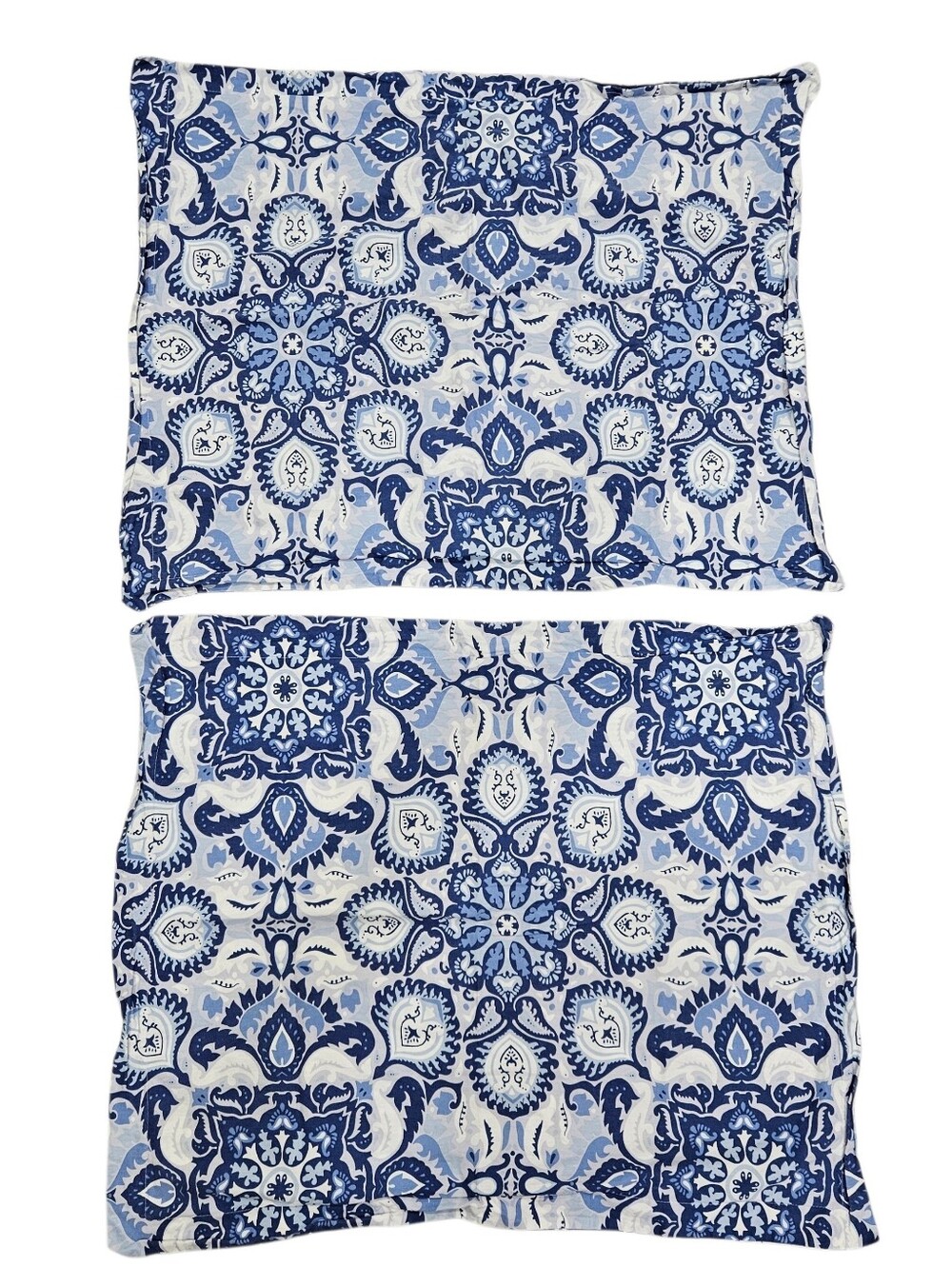 Ralph Lauren Porcelain Blue Medallion STD Pillow Shams Cotton Mandala Set of 2